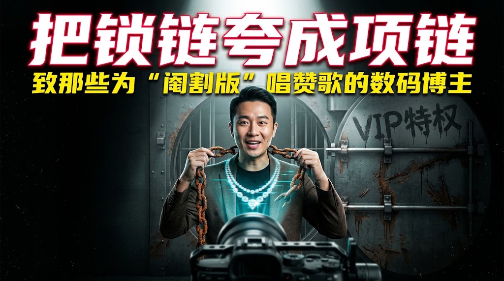 把锁链夸成项链:致那些为“阉割版”唱赞歌的数码博主 把锁链夸成项链:致那些为“阉割版”唱赞歌的数码博主
