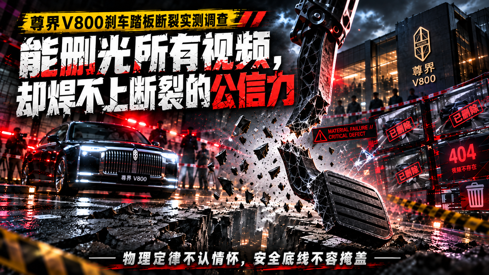 尊界V800刹车踏板断裂:能删光所有视频,却焊不上断裂的公信力 尊界V800刹车踏板断裂:能删光所有视频,却焊不上断裂的公信力